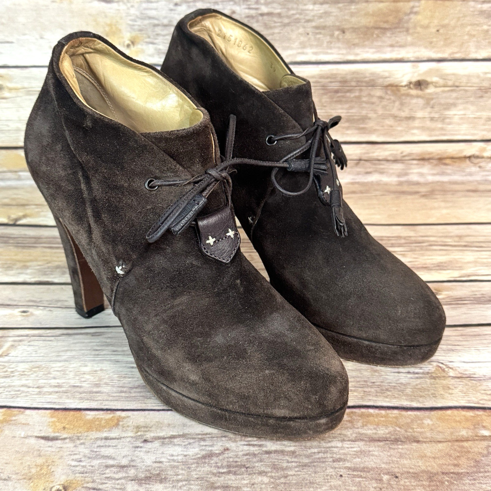 Rag & Bone Womens Chocolate Brown High Heel Platform Lace Up Ankle Boots 39